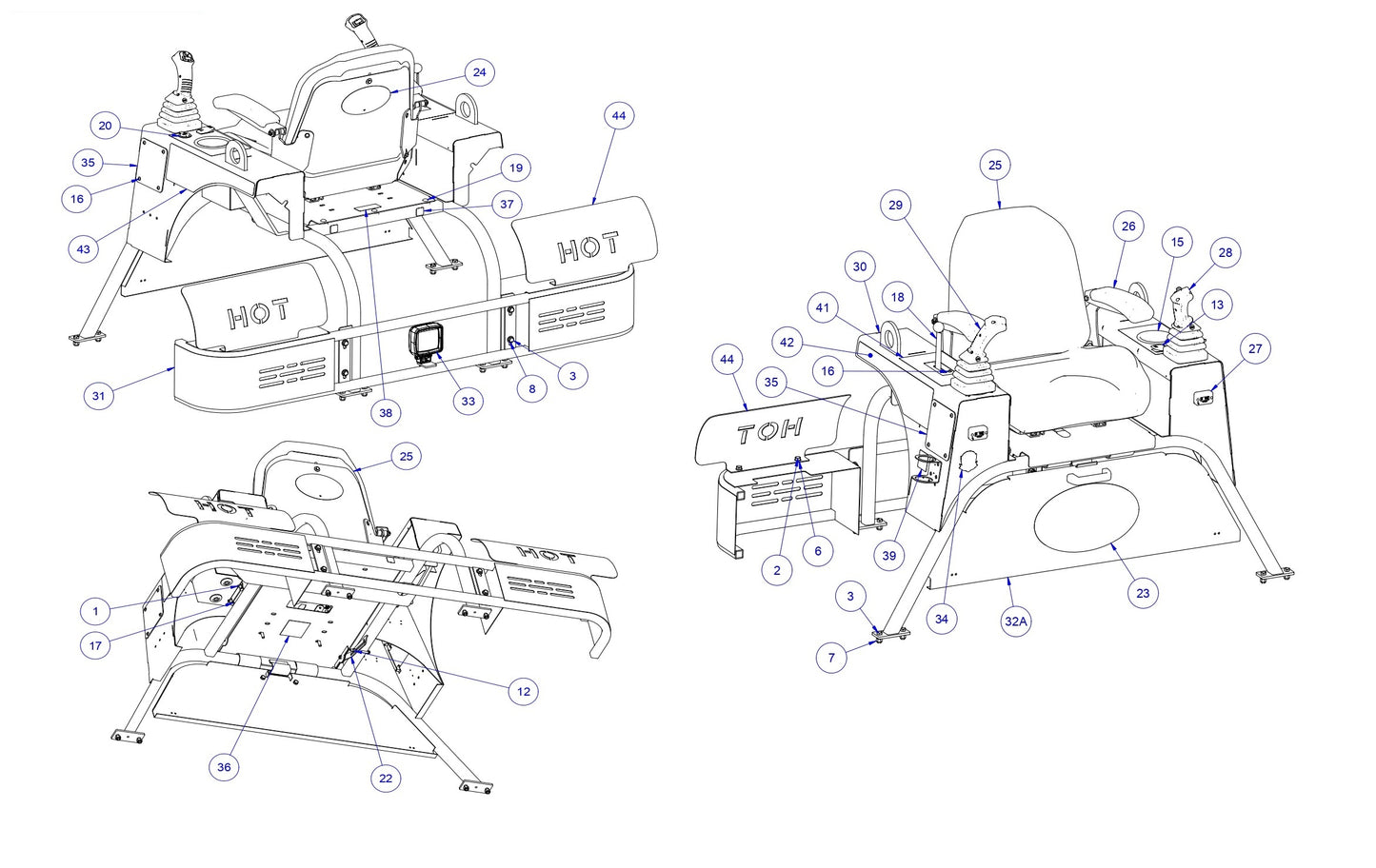 HP205 High Performance Riders Seat Frame Assembly Parts by Allen Engineering