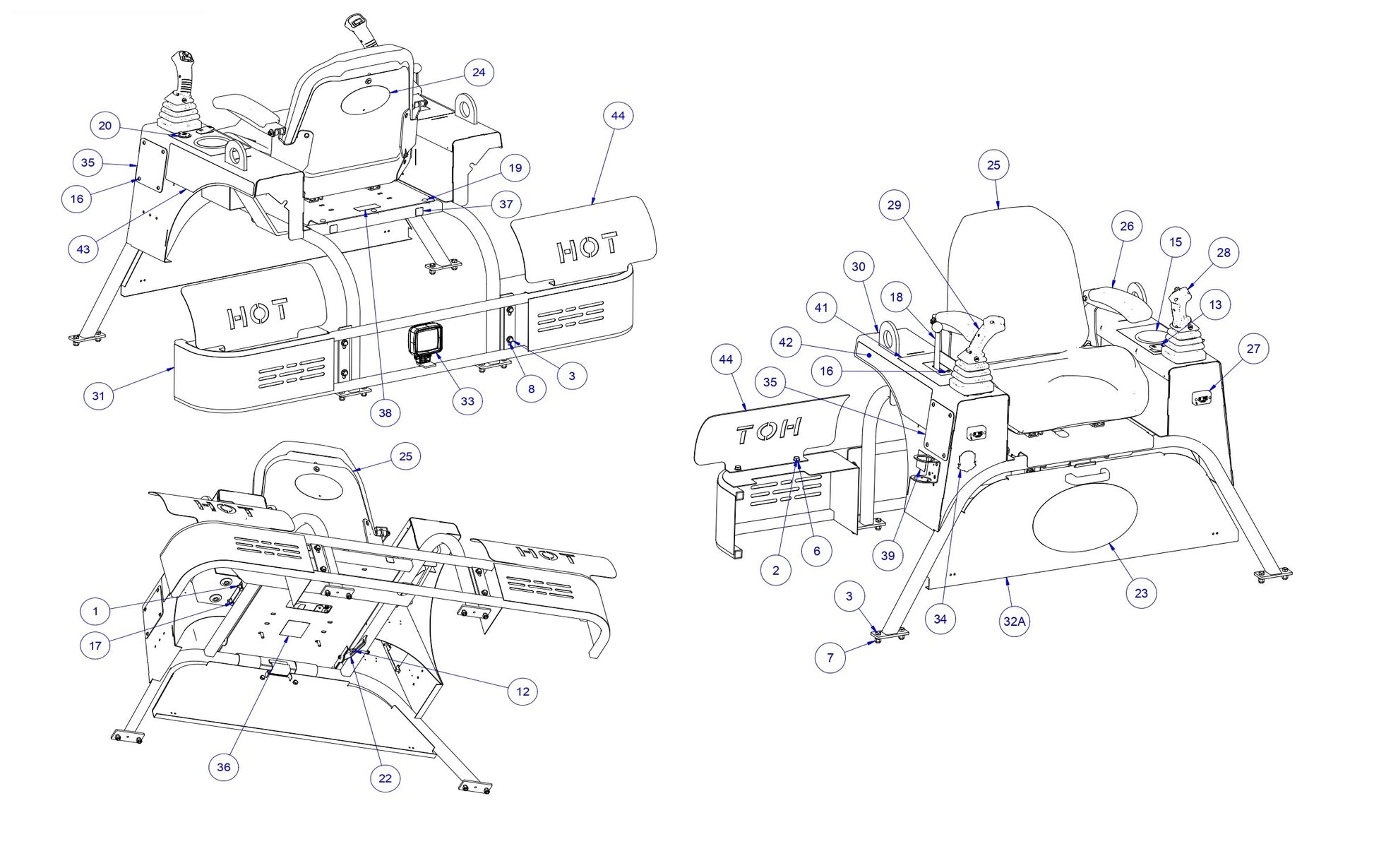 HP205 High Performance Riders Seat Frame Assembly Parts by Allen Engineering