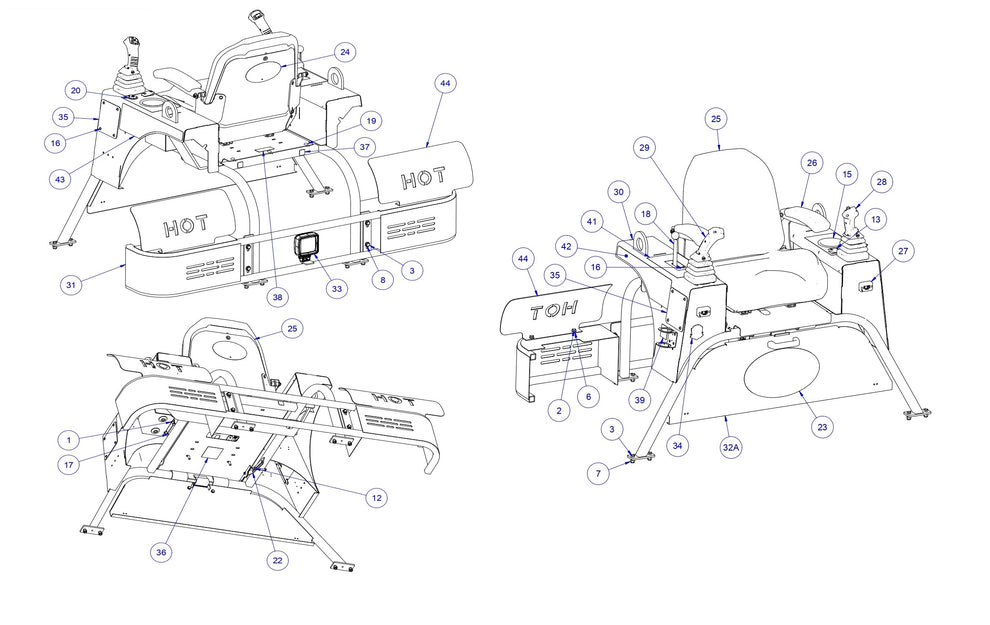 HP205 High Performance Riders Seat Frame Assembly Parts by Allen Engineering