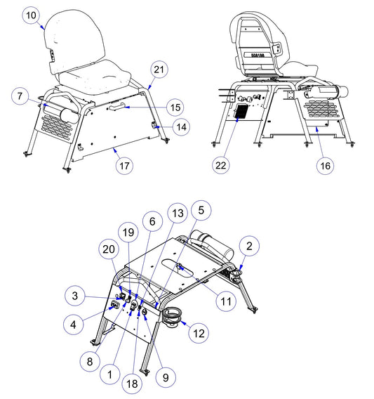 MP215 Mechanical Pro Riders Seat Frame Assembly Parts by Allen Engineering