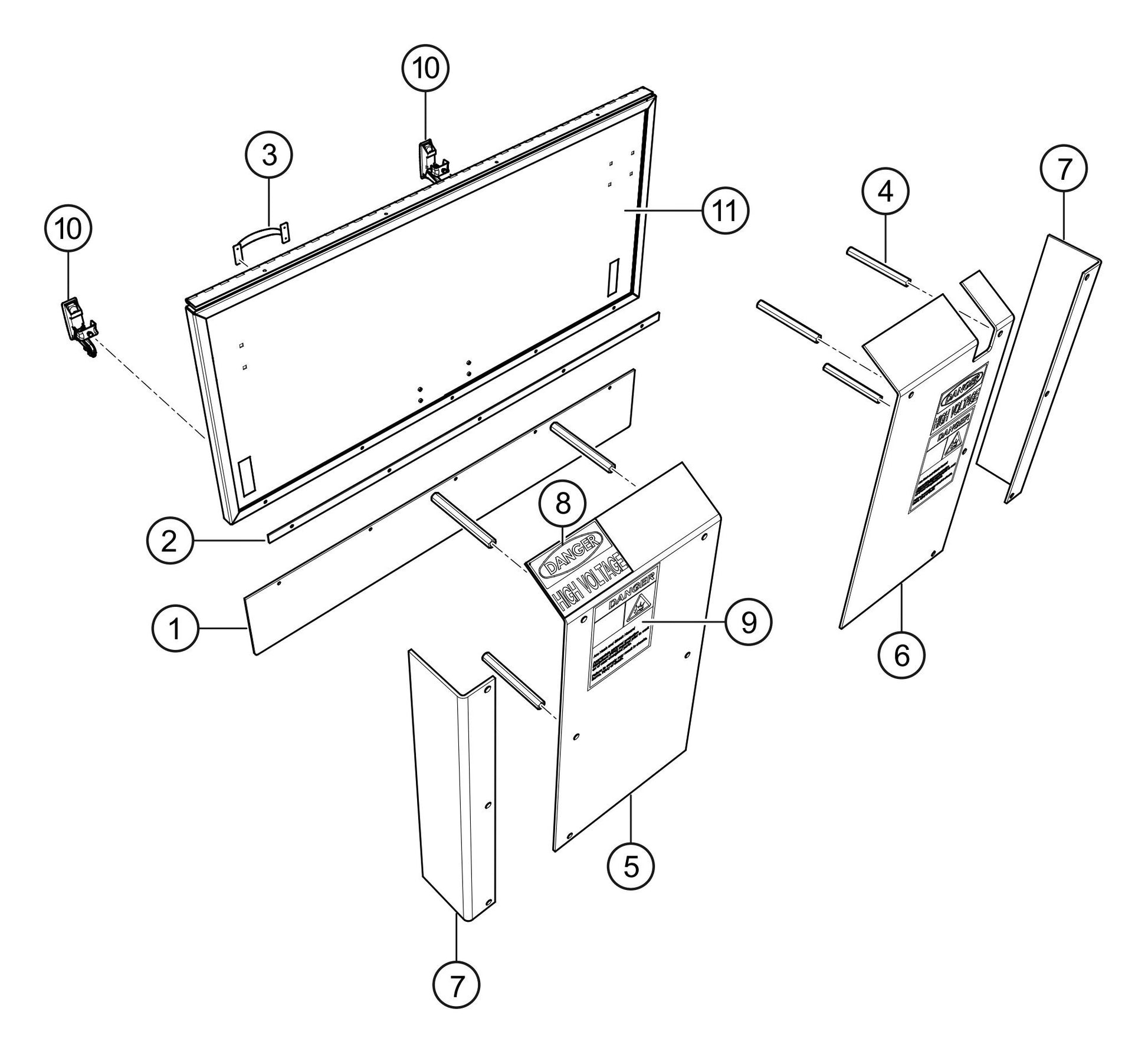 SG1400C4F & SG1600C4F Waterfall Bus Door Lexan Panels Assembly Parts