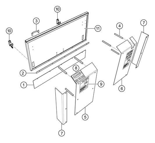 SG1400C4F & SG1600C4F Waterfall Bus Door Lexan Panels Assembly Parts