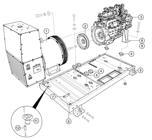 SG1400C4F & SG1600C4F Engine/Generator Mounting Assembly Parts