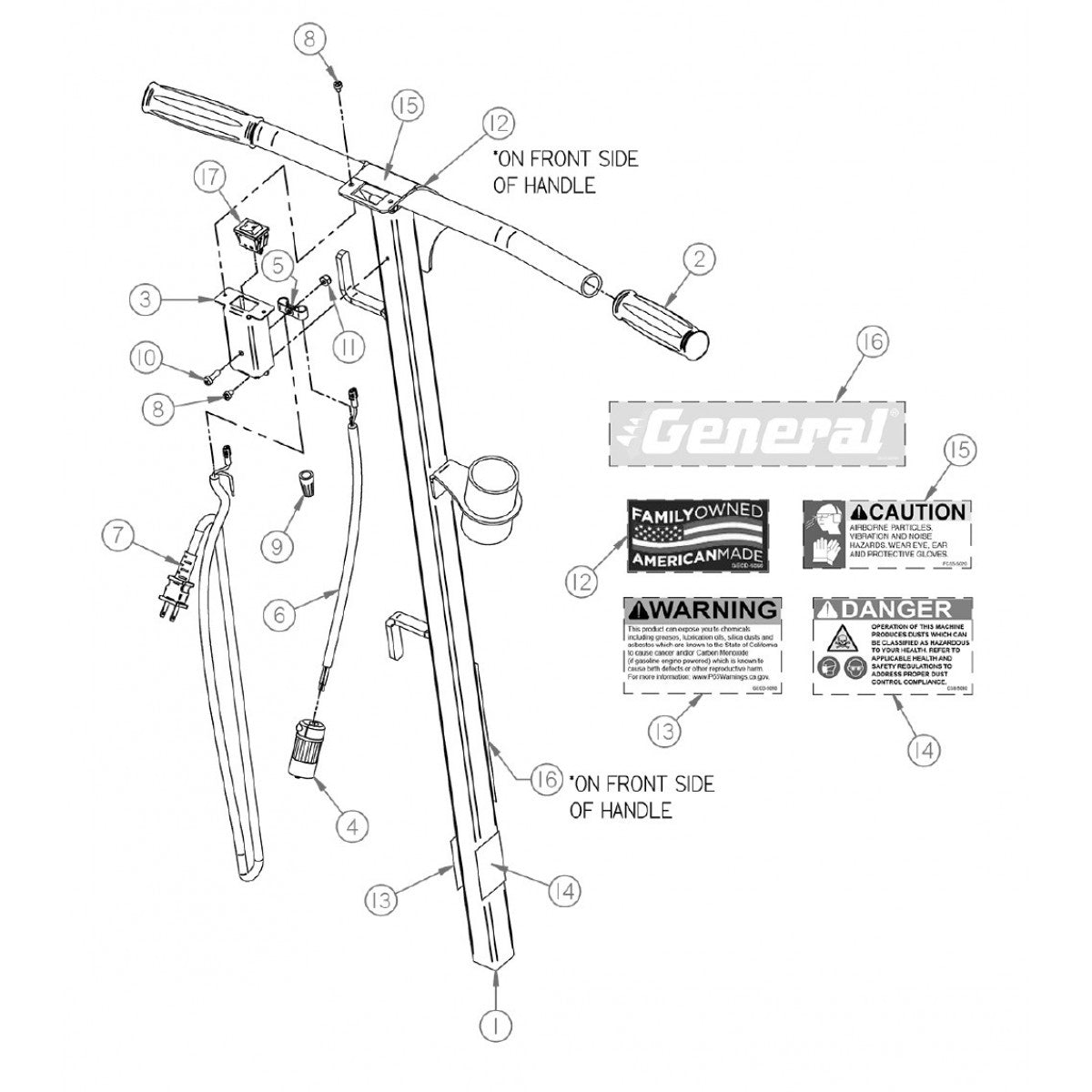 SG7 Replacement Parts Diagram Operator Handle Assembly SG7 Edge Grinder (Beginning With Serial Number 178775) Parts By General Equipment