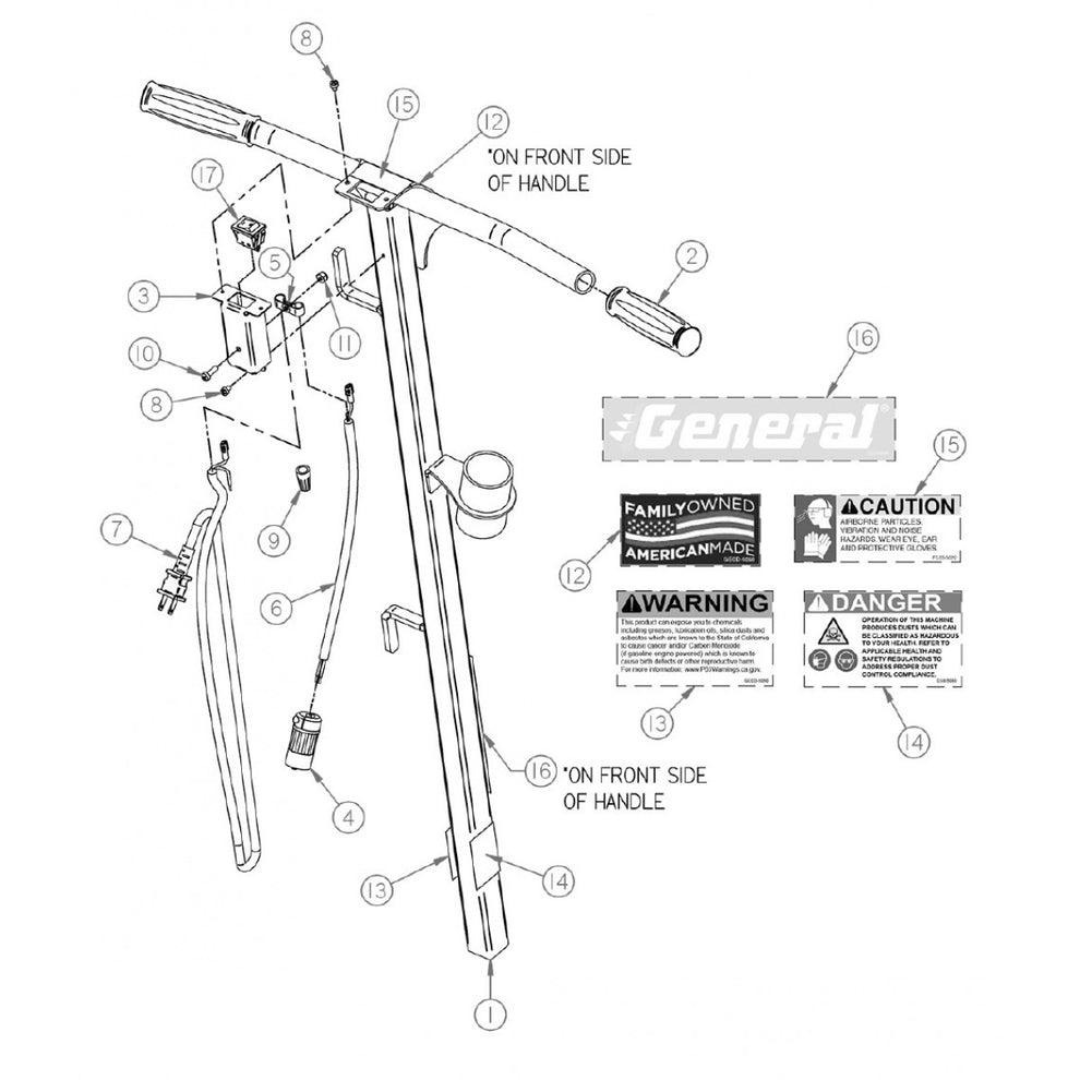 SG7 Replacement Parts Diagram Operator Handle Assembly SG7 Edge Grinder (Beginning With Serial Number 178775) Parts By General Equipment