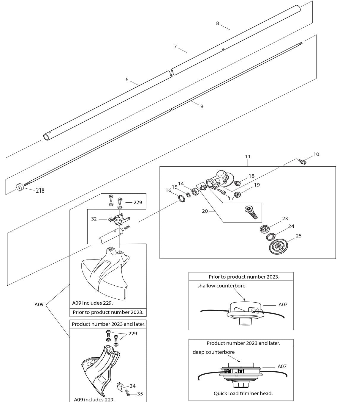 Shaft, Gear Case, Trimmer Head Assembly Parts For EM2650LH, EM2652LHN Gas String Trimmer by Makita