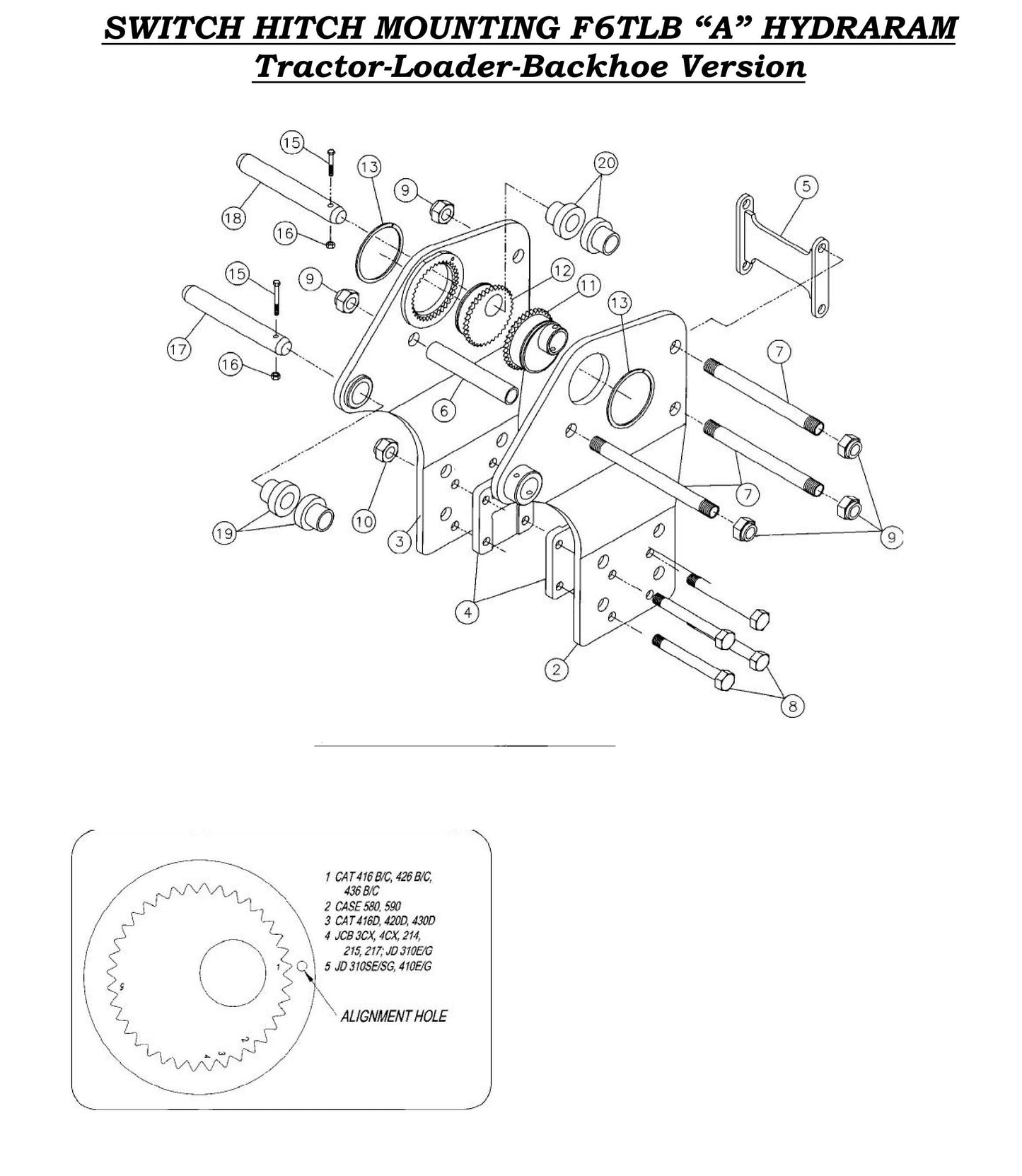 Switch Hitch Mounting F6TLB &quot;A&quot; Hydraram Tractor-Loader-Backhoe Version