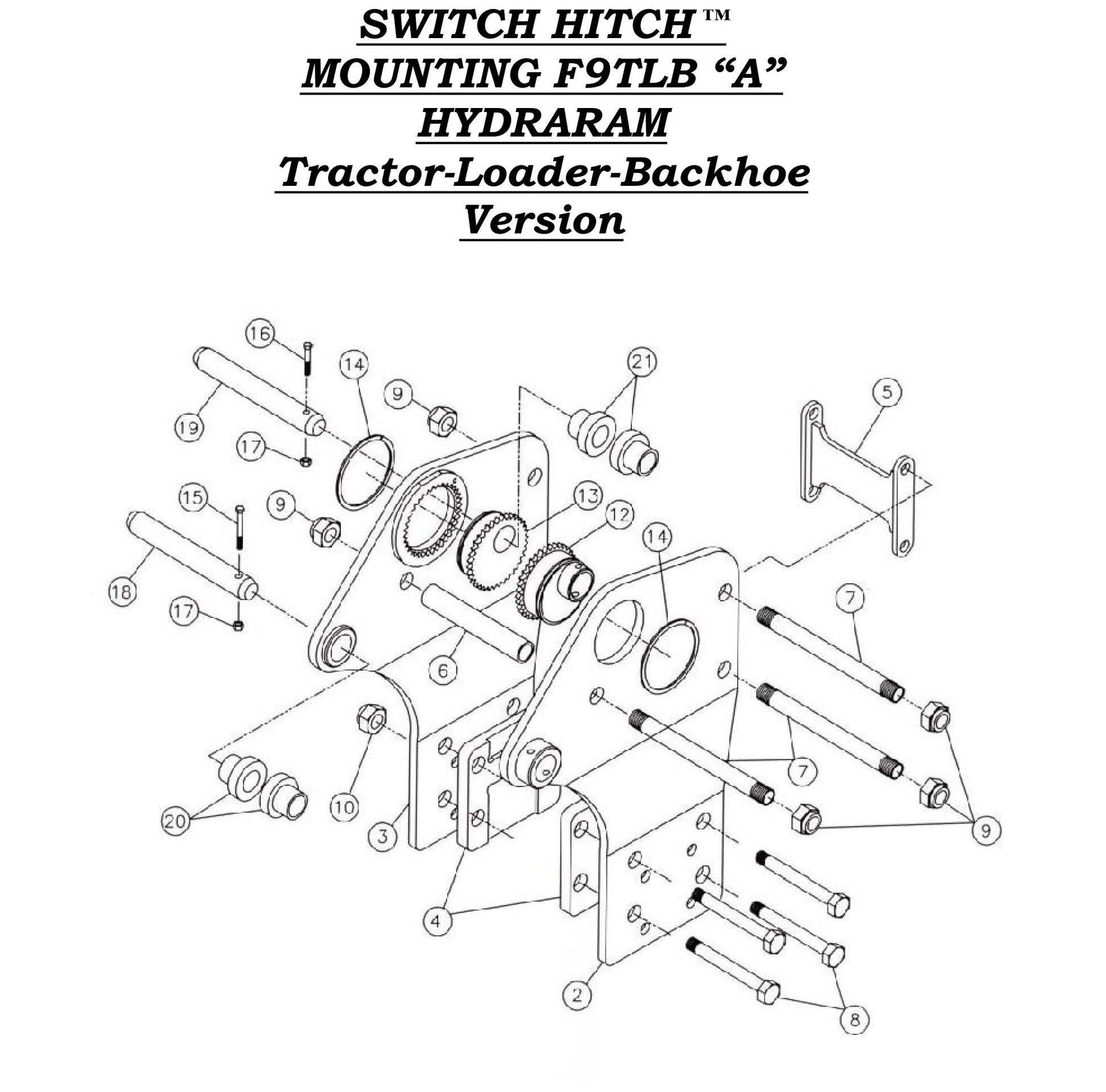 Switch Hitch Mounting F9TLB &quot;A&quot; Hydraram Tractor-Loader-Backhoe Version