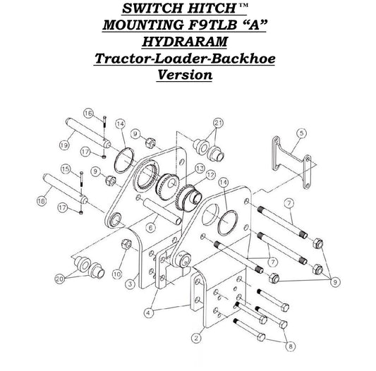 Switch Hitch Mounting F9TLB &quot;A&quot; Hydraram Tractor-Loader-Backhoe Version