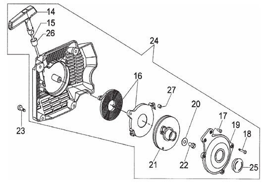 SHS62A Cut-Off Saw - Recoil Start Assembly Parts