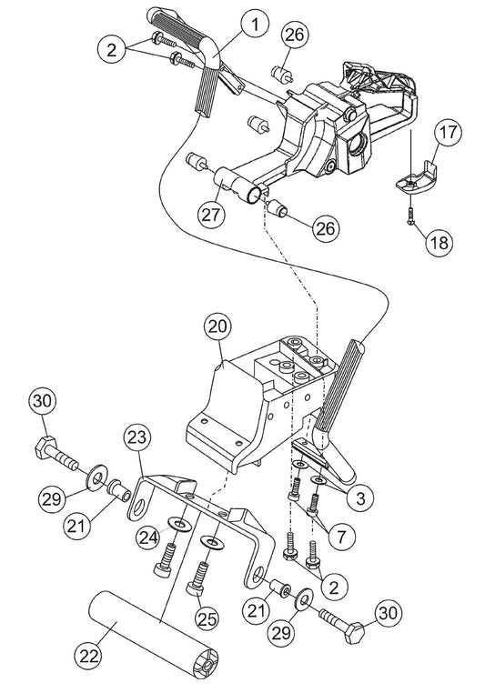 SHS62A Cut-Off Saw - Lifting Handle And Roller Assembly Parts