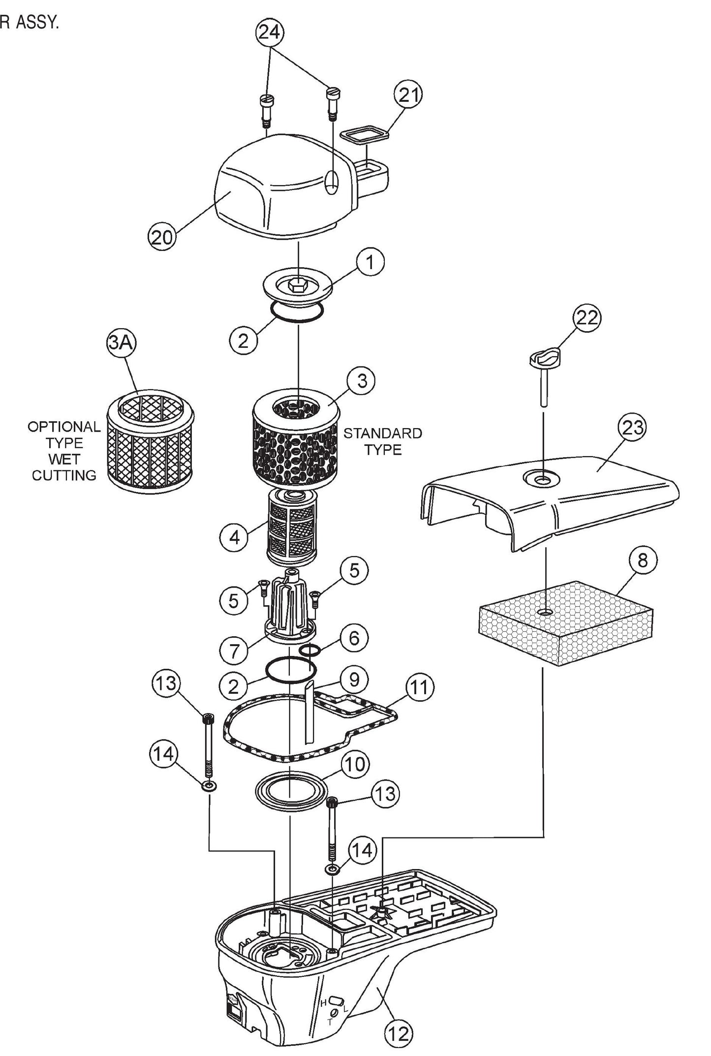 SHS62A Cut-Off Saw - Air Filter Assembly Parts