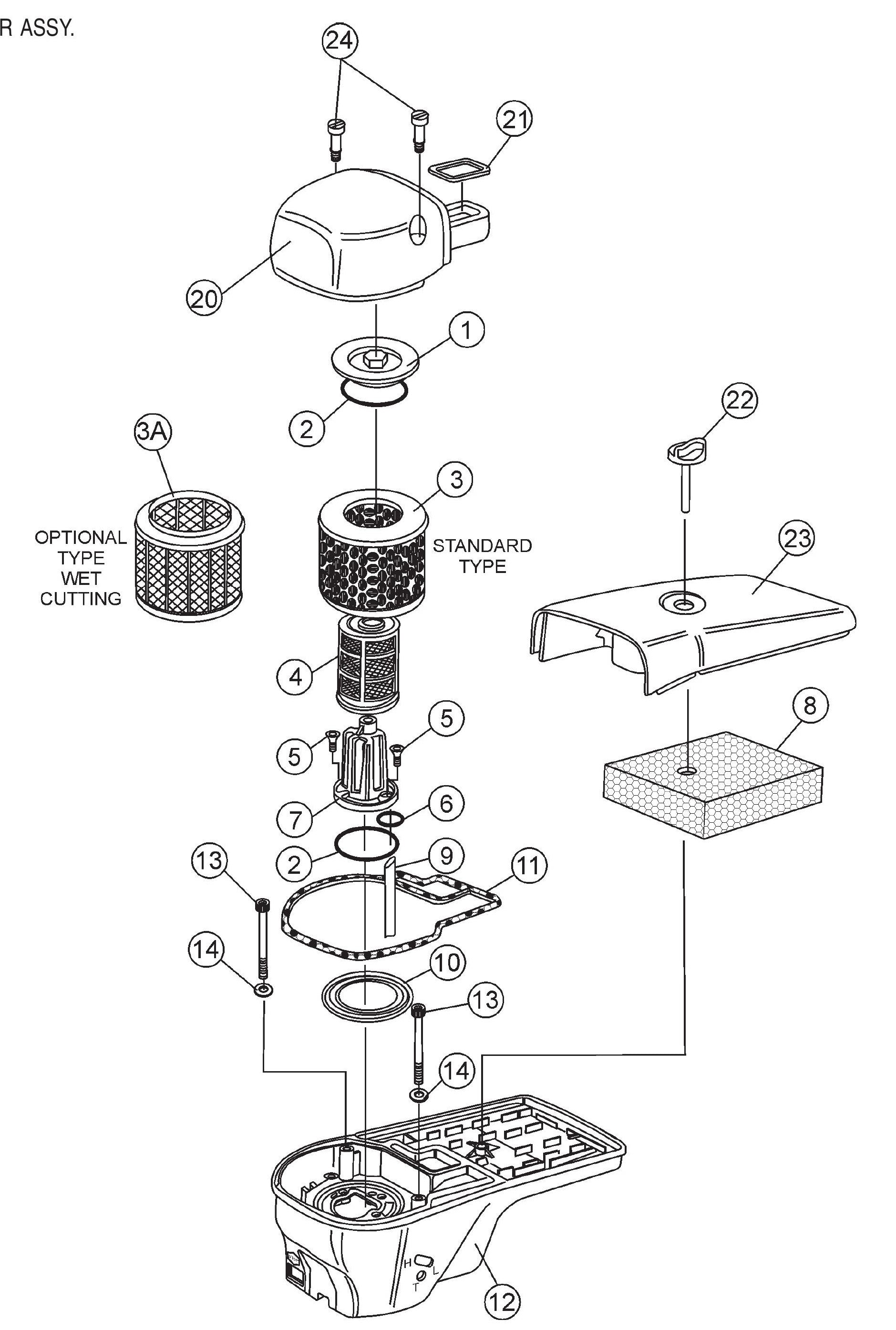 SHS62A Cut-Off Saw - Air Filter Assembly Parts
