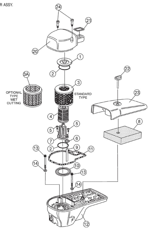 SHS62A Cut-Off Saw - Air Filter Assembly Parts