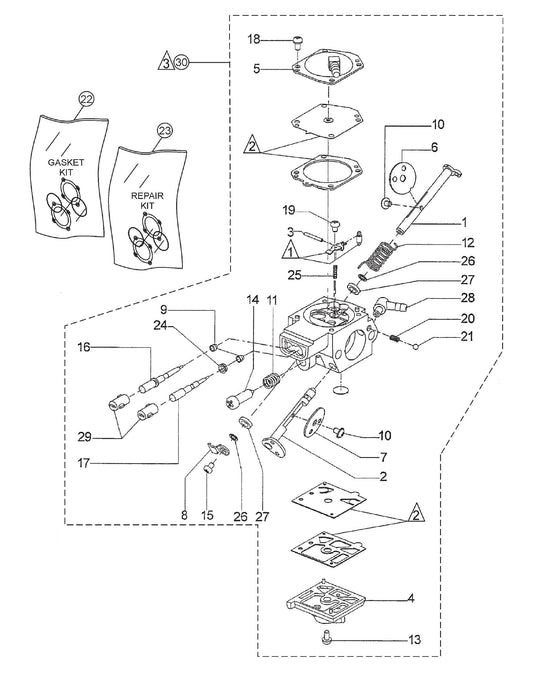 SHS62A Cut-Off Saw - Carburetor Assembly Parts