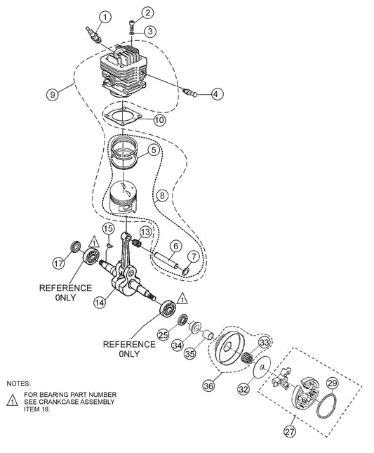 SHS62A Cut-Off Saw - Crankshaft And Piston Assembly Parts