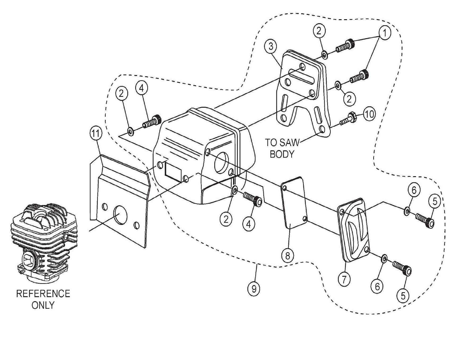 SHS81A Muffler Assembly Parts