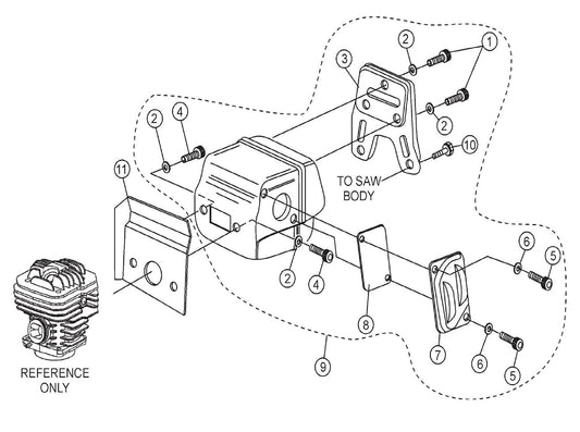 SHS81A Muffler Assembly Parts