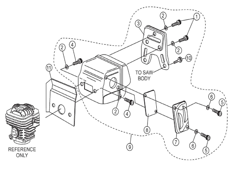 SHS81A Muffler Assembly Parts