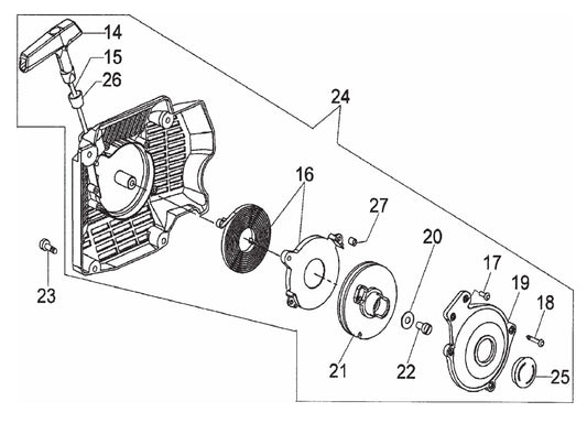 SHS81A Recoil Starter Assembly Parts