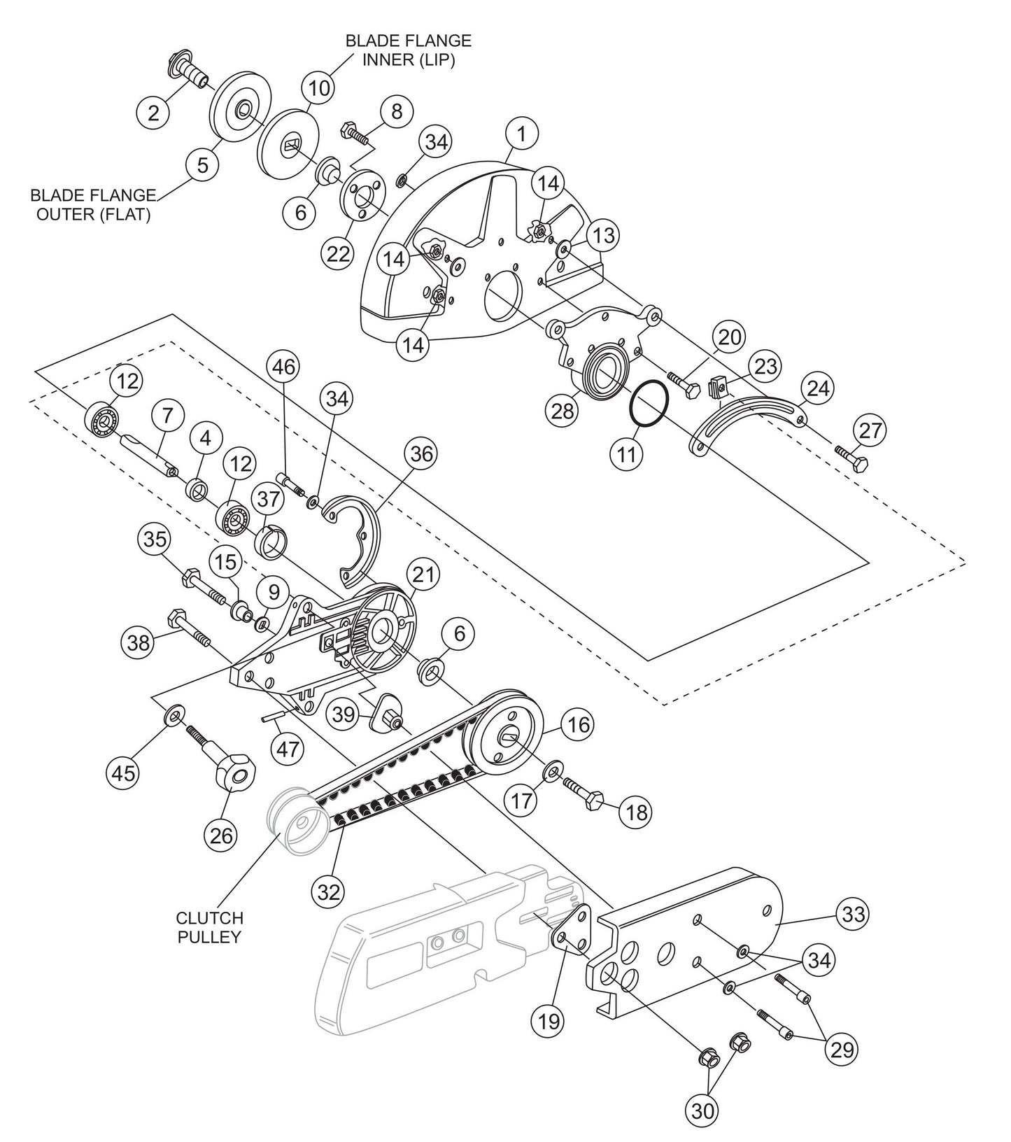 SHS81A V-Belt Cover (Pulley Side)/Blade Guard Assembly Parts