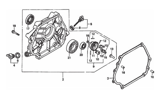 HONDA GX390K1QWT2/GX390U1QWT2 Engine Crankcase Cover Assembly Parts For SP1 Street Pro 1 Series By Multiquip