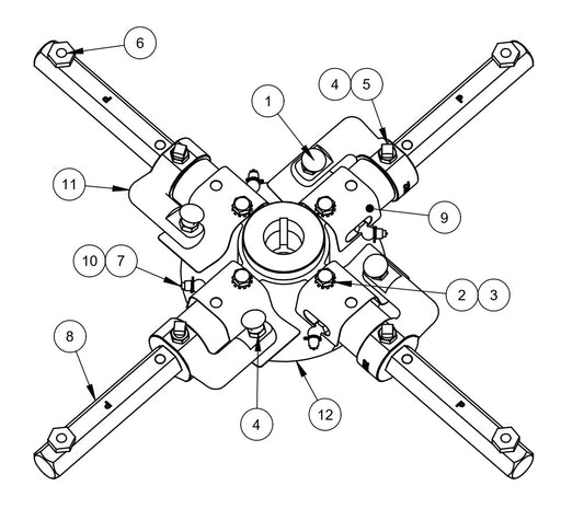 RP235, RP245 Polishing Trowels Spider (Left Hand) Assembly Parts by Allen Engineering