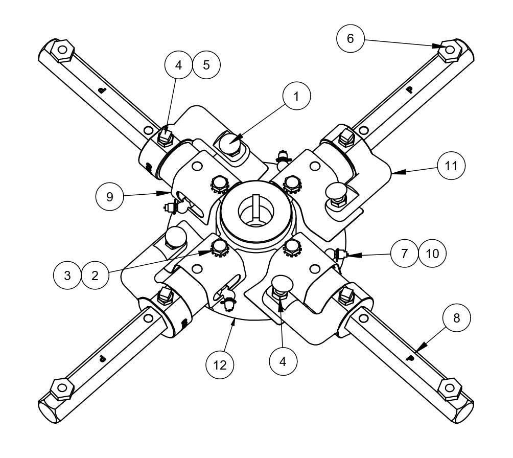 RP235, RP245 Polishing Trowels Spider (Right Hand) Assembly Parts by Allen Engineering