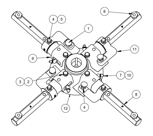 RP235, RP245 Polishing Trowels Spider (Right Hand) Assembly Parts by Allen Engineering