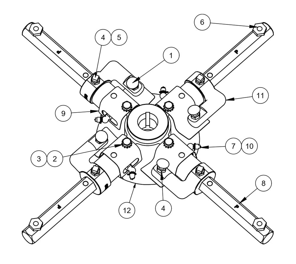 RP235, RP245 Polishing Trowels Spider (Right Hand) Assembly Parts by Allen Engineering