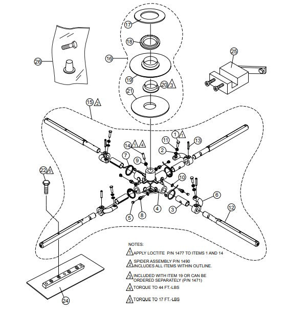  B46 Spider Assembly Parts for B46-Series Trowels by Multiquip Whiteman