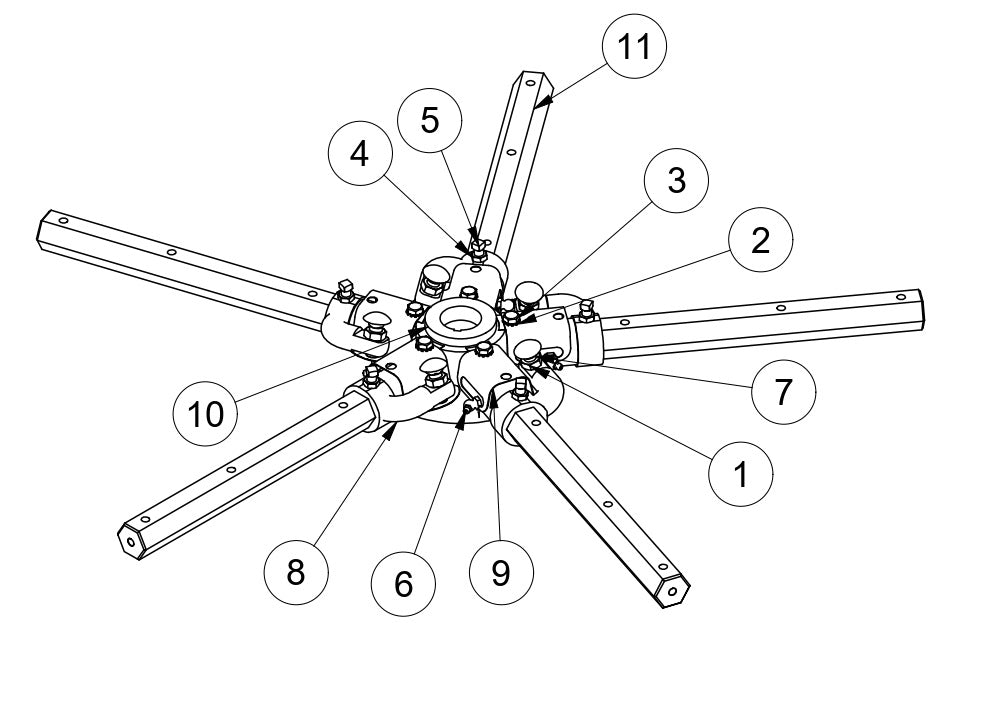 MSP445, MSP455 Mechanical Super Pro Riders Left Hand Spider Assembly Parts by Allen Engineering