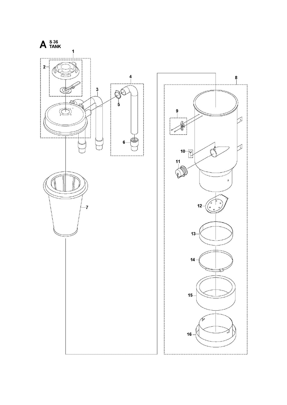 S 36 Tank Assembly Parts