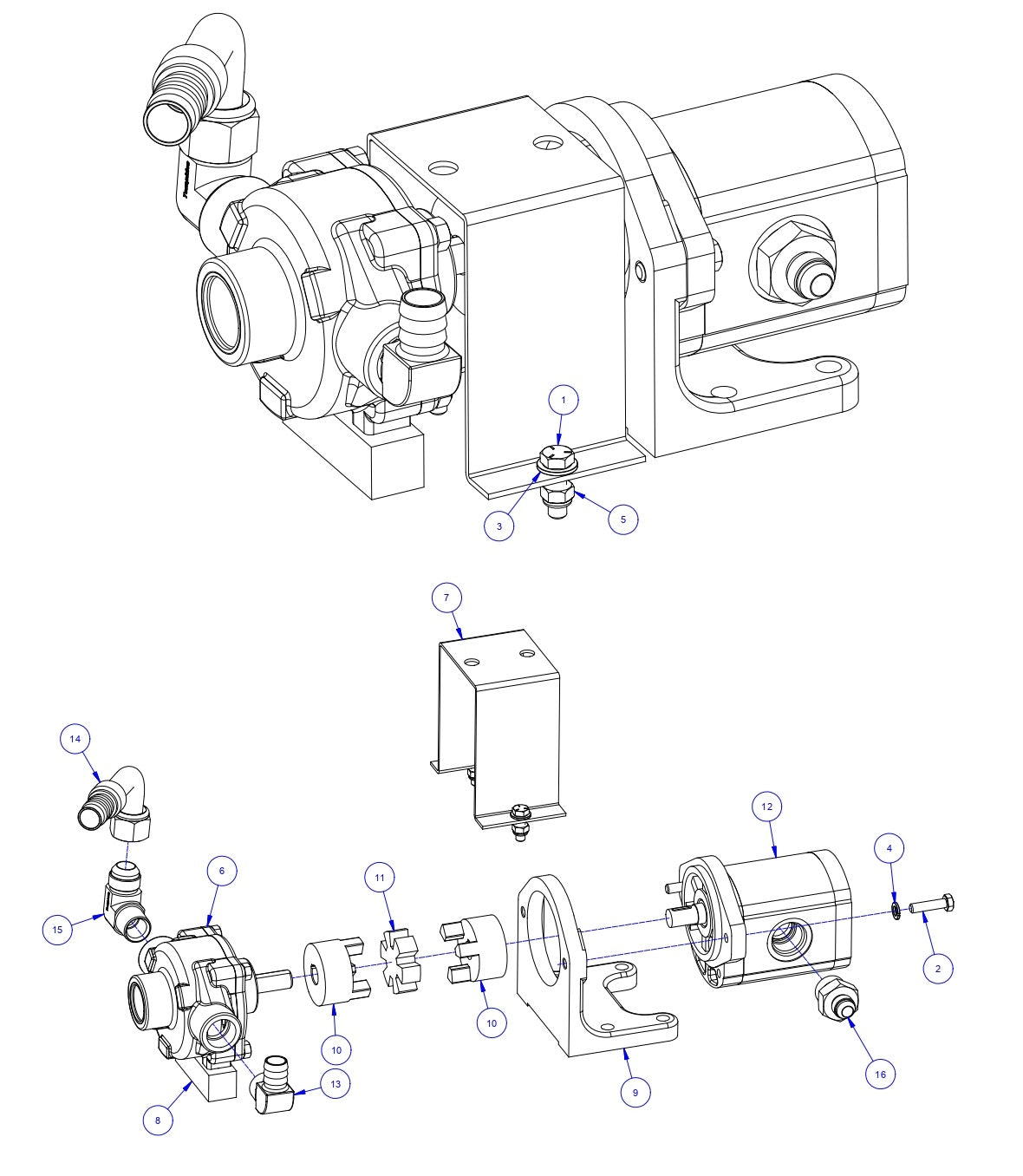 TRTP150B Triple Roller Tube Pavers Spray Pump  Assembly Parts by Allen Engineering