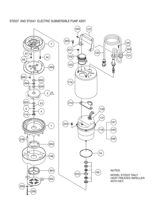 ST2037, ST2047,ST2047B Electric Submersible Pump Assembly Parts