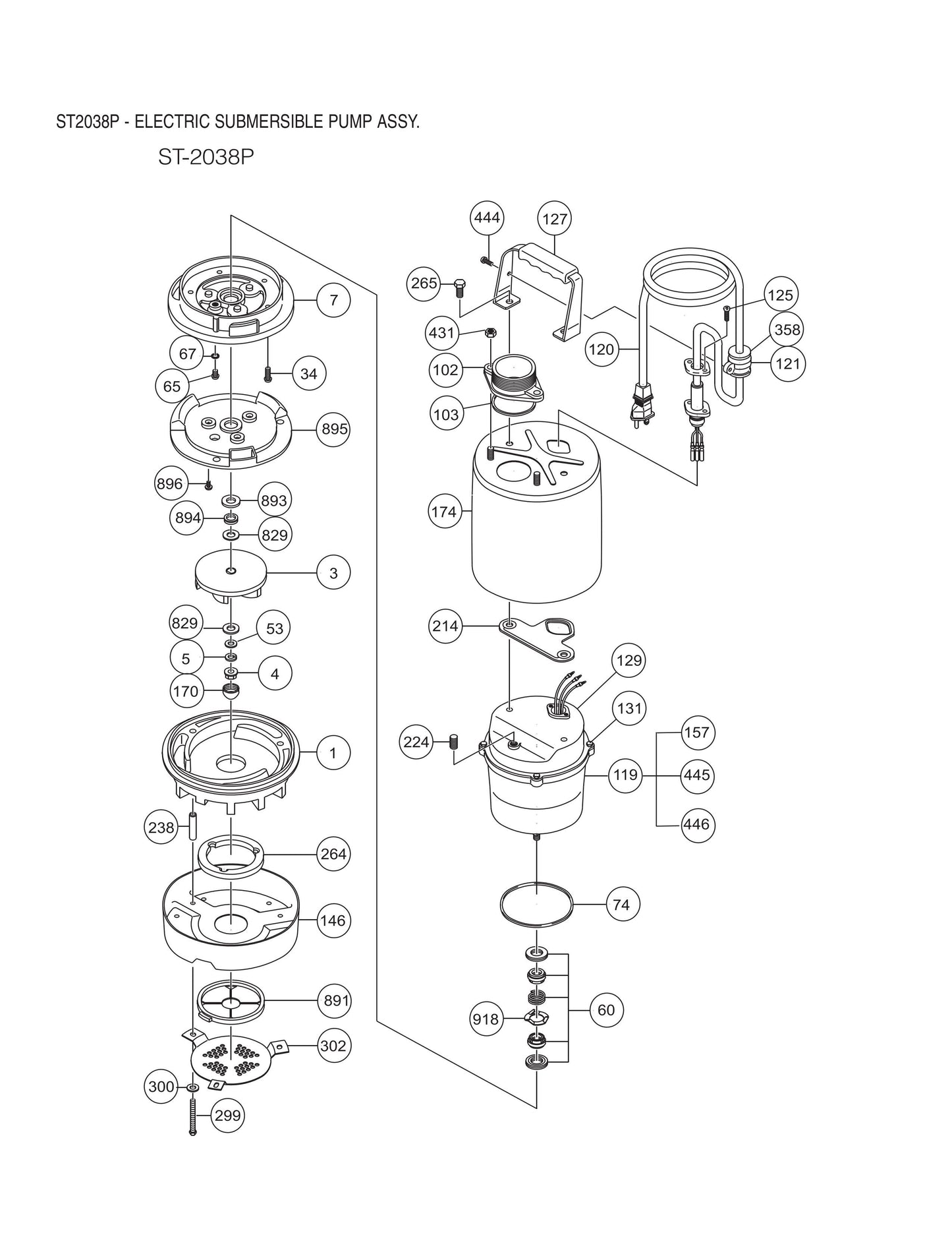 ST2038P Electric Submersible Pump Assembly Parts
