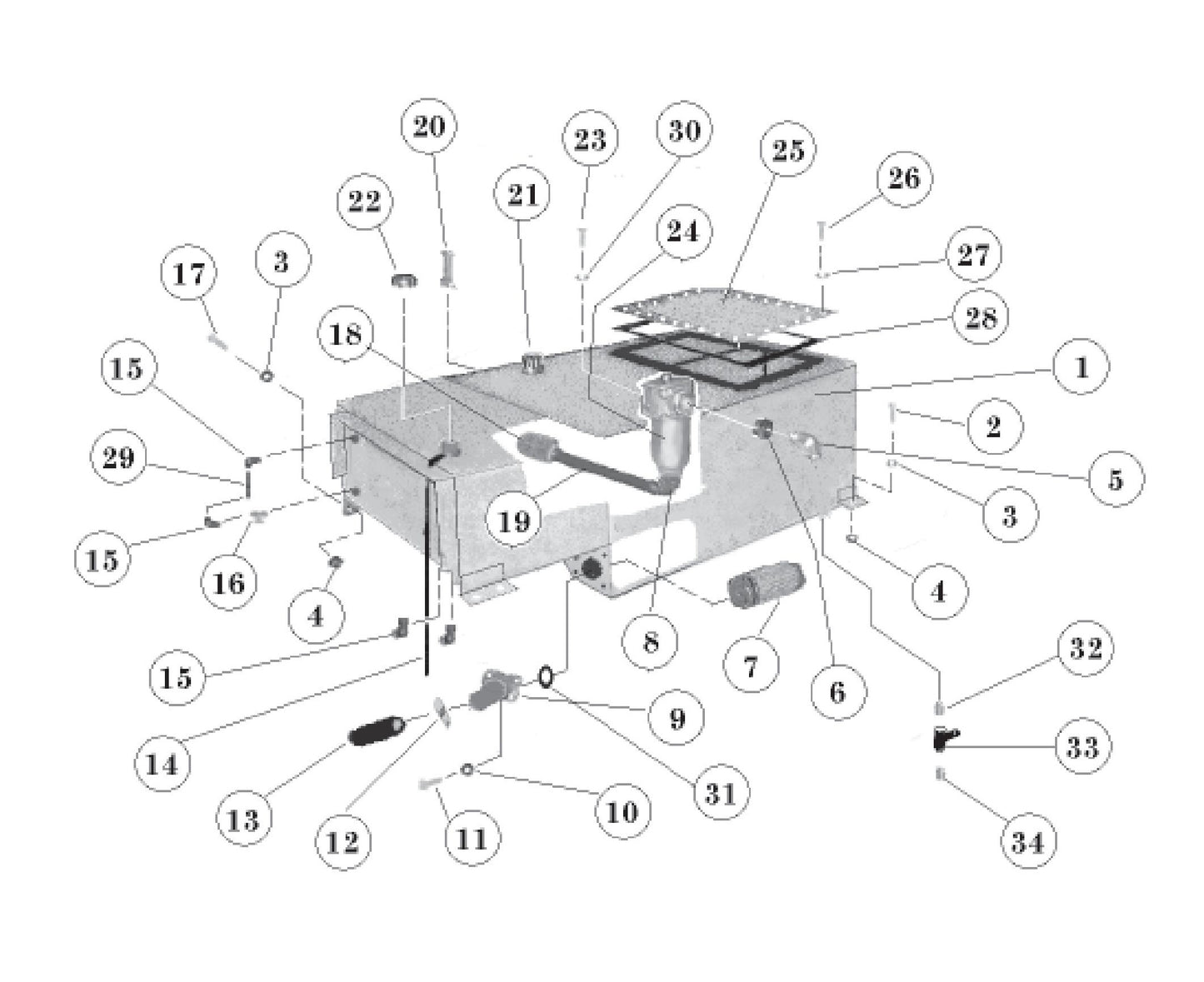 ST-70 Fuel and Hydraulic Tank Assembly Parts