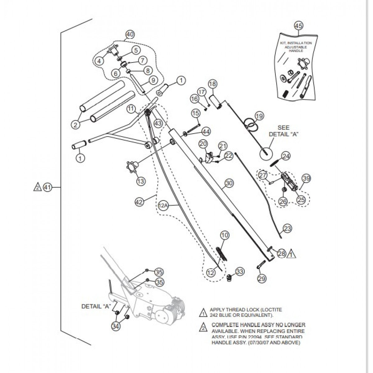 Standard Handle Assembly Parts for B46-Series Trowels by Multiquip Whiteman