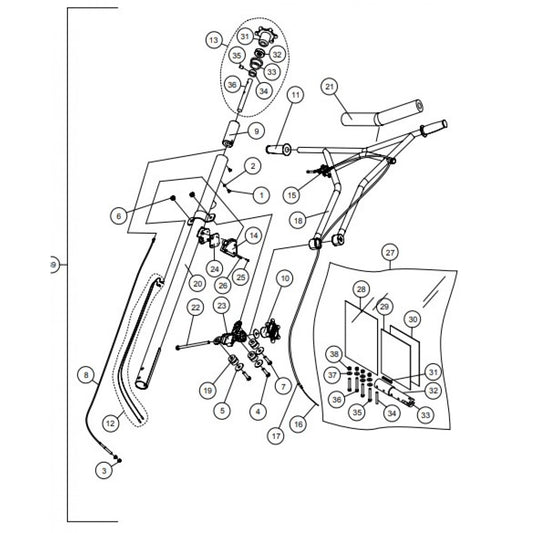 HDA Standard Handle Assembly (New Style) Parts for HDA-Series Trowels by Multiquip Whiteman