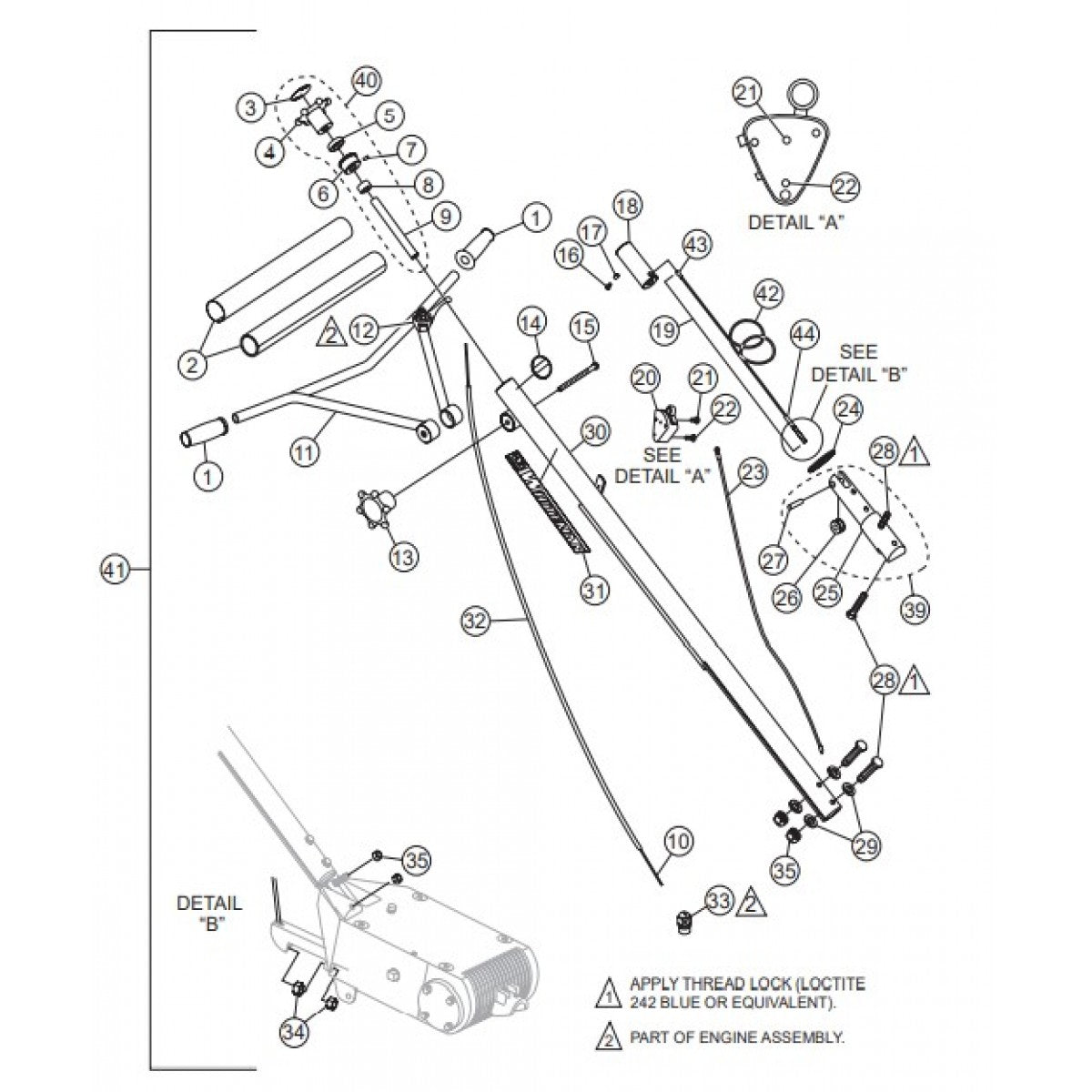 HDA Standard Handle Assembly (Old Style) Parts for HDA-Series Trowels by Multiquip Whiteman