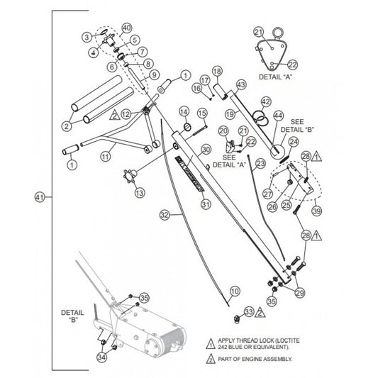 HDA Standard Handle Assembly (Old Style) Parts for HDA-Series Trowels by Multiquip Whiteman