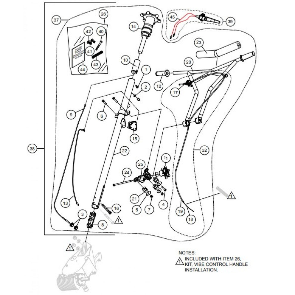 Standard Handle Assembly 2 (Vibration Control) for J36-M30-Series Trowels by Multiquip Whiteman