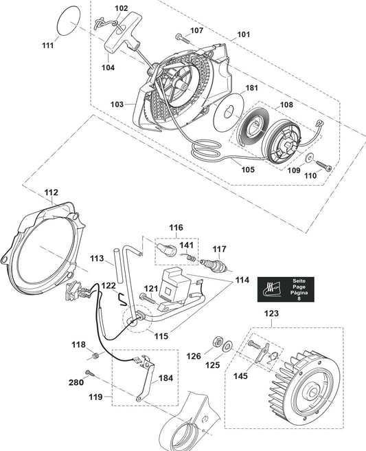 Starter, Ignition, Flywheel  Assembly Parts For  EA7900PRZ1, EA7900PRZ, EA7900PRZ2, EA7901PRZ1 Gas Chain Saw Parts by Makita
