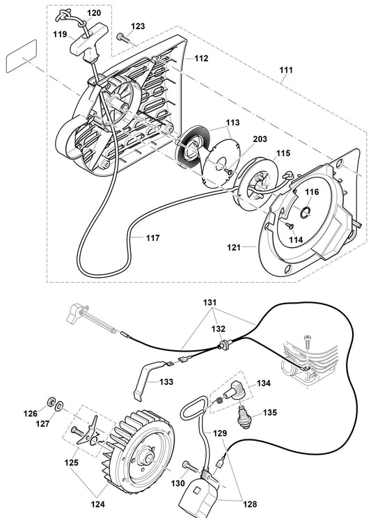 Starter, Ignition Assembly part For DPC6401 Cutter By Makita