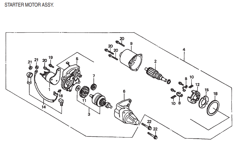 GA6HE-GA6HEA—HONDA GX340K1EDE2 ENGINE—Starter motor Assembly Parts By Multiquip