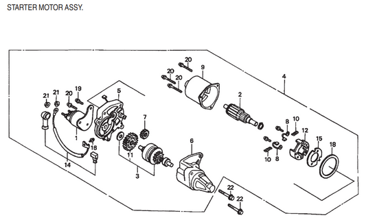 GA6HE-GA6HEA—HONDA GX340K1EDE2 ENGINE—Starter motor Assembly Parts By Multiquip