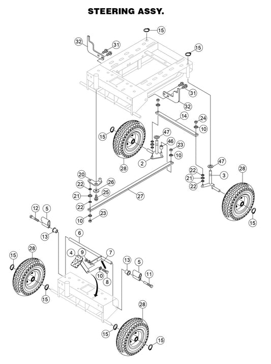 GB43LED GloBug Lighting System Steering Assembly Parts by Multiquip