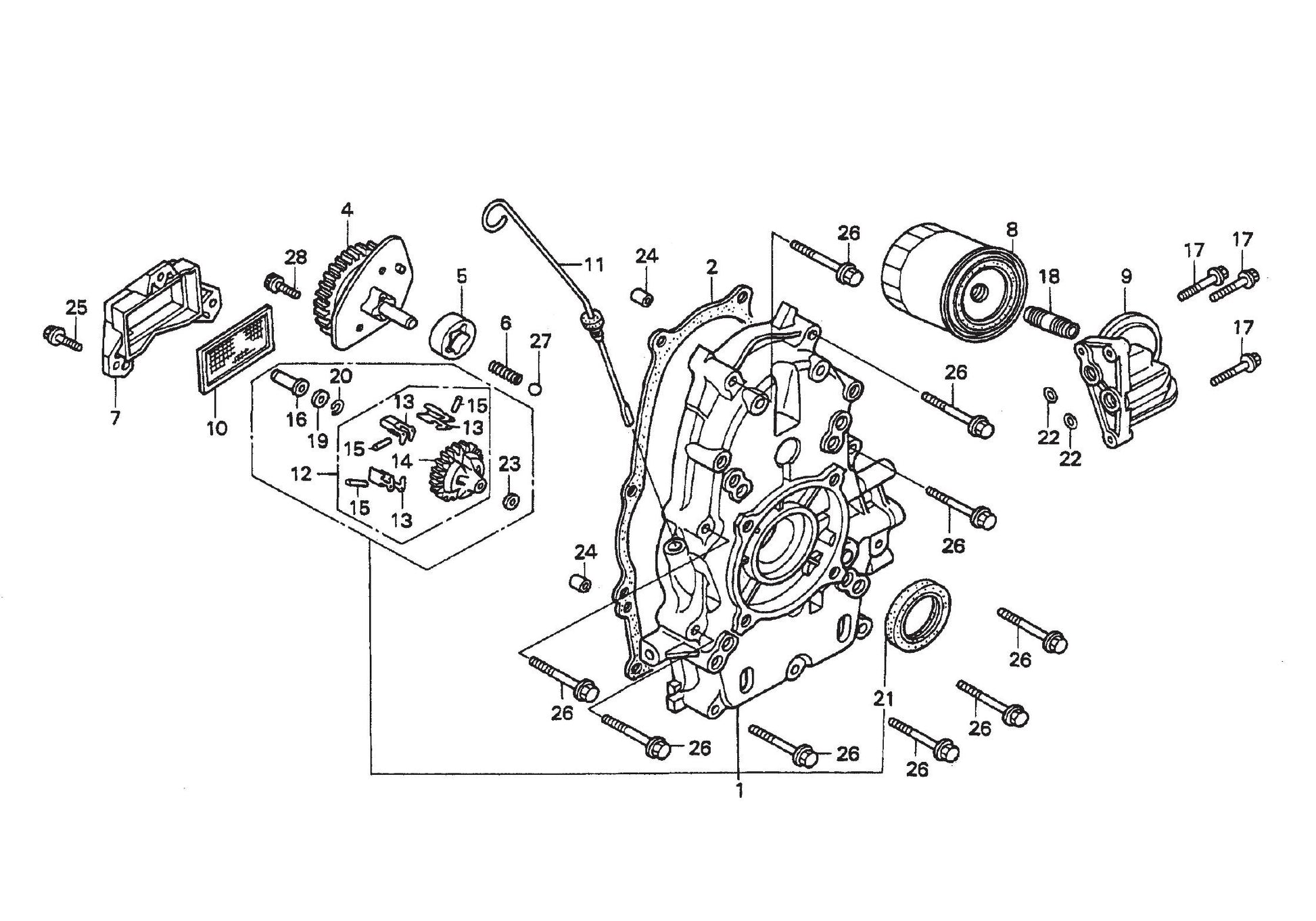 STR36SP HONDA GX670TAF-Crankcase Cover Assembly Parts