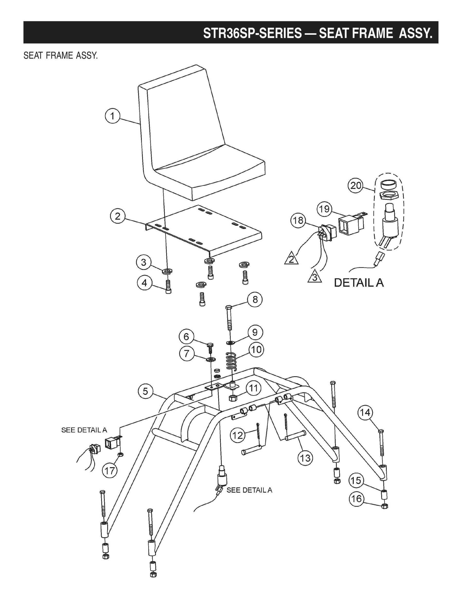 STR36SP STOW-Seat Frame Assembly