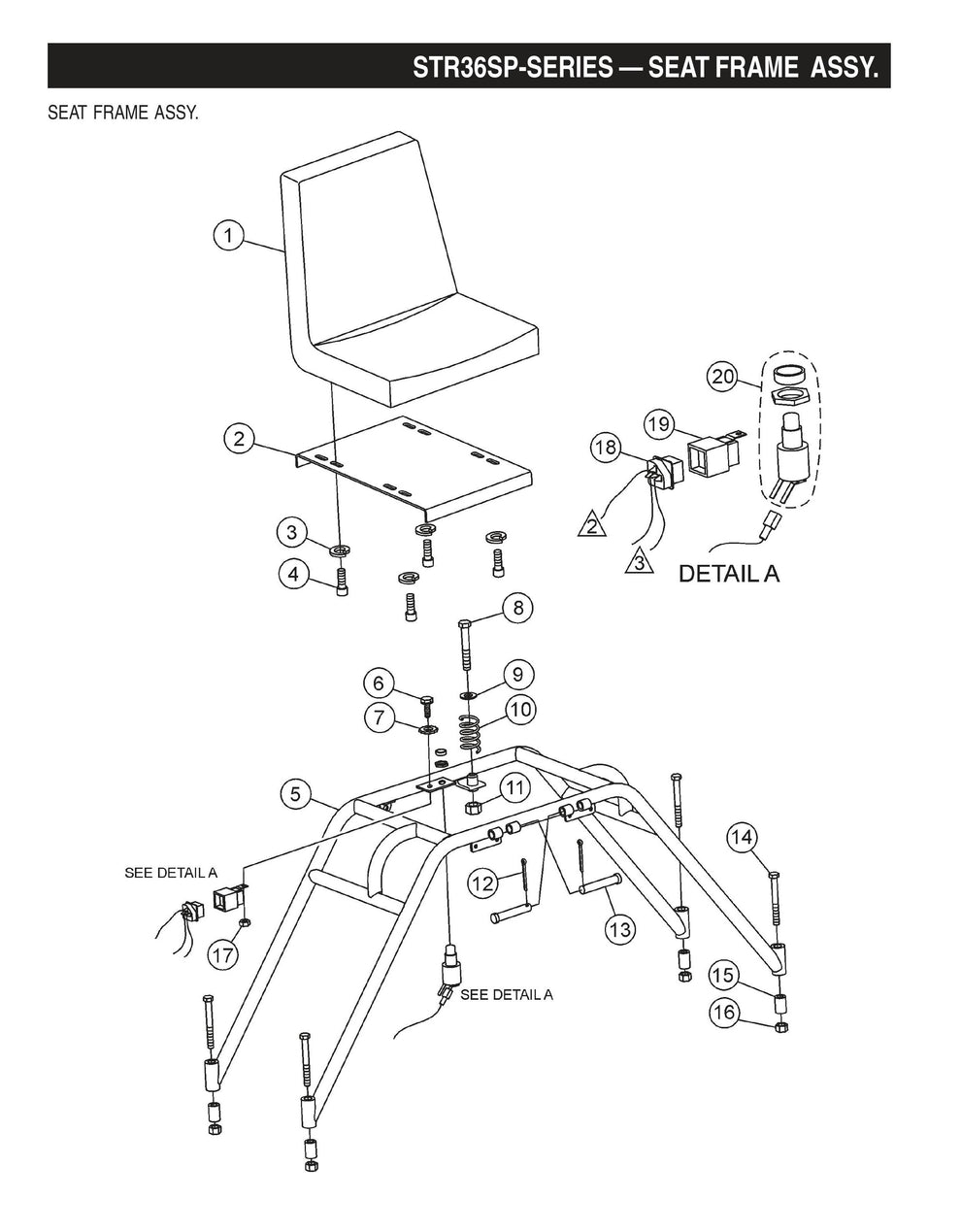 STR36SP STOW-Seat Frame Assembly